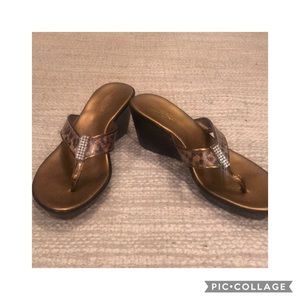 Romano Palai Gold Leopard Shimmer Sandal Wedges